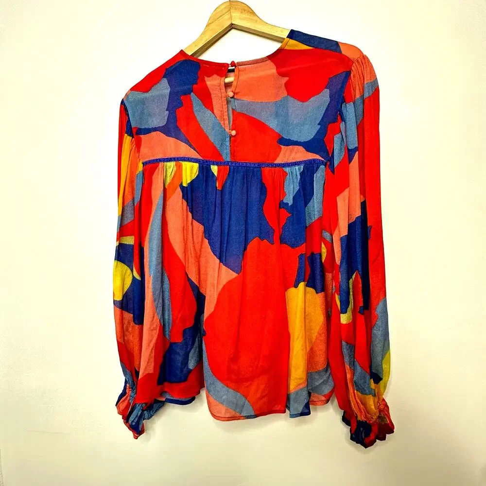 Blank London Miranda Peasant Blouse Colorful Colorful Art Teacher Clowncore - Picture 8 of 11